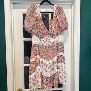 ARULA Aderny Floral Multicolor Dress with Lace Accents